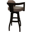 Swivel Wood Extra Tall Bar Stool - Kadir Plus - Basin Beige Fabric - Dark Walnut