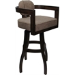 Swivel Wood Extra Tall Bar Stool - Kadir Plus - Basin Beige Fabric - Dark Walnut