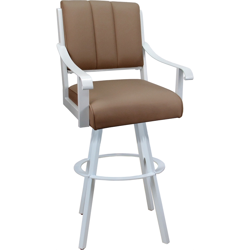 Leather Extra Tall Swivel Metal Bar Stool 34
