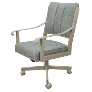 Dining Caster Chair Swivel Tilt - Memphis - Watusi Aquatint Teal Fabric - Beige
