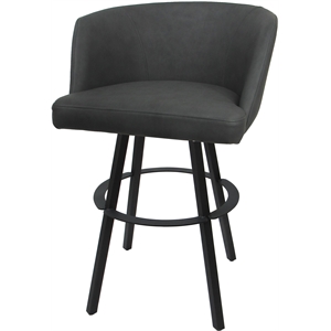 Counter Bar Stool Swivel Metal 26&quot Seat - Joey - Moonstone Vinyl Charcoal - Gray