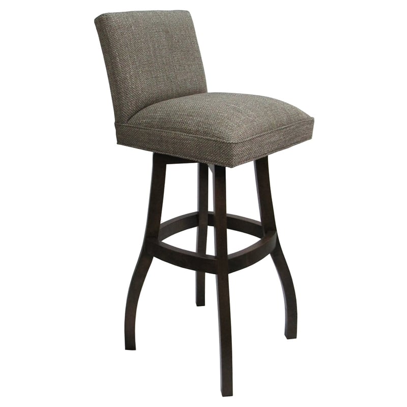 Extra Tall Solid Wood Bar Stool Sommerville - Plumley Cocoa Fabric - Dark Walnut