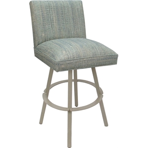 Swivel Metal Extra Tall Stool Sommerville 34&quot Seat -Aquatint Teal Fabric - Beige