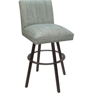 Swivel Metal Extra Tall Stool Sommerville 34&quot Seat -Aquatint Teal Fabric - Brown