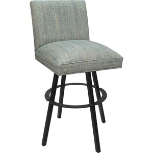 Swivel Metal Extra Tall Stool Sommerville 34&quot Seat - Aquatint Teal Fabric - Gray