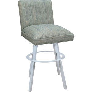 Swivel Metal Extra Tall Stool Sommerville 34&quot Seat -Aquatint Teal Fabric - White
