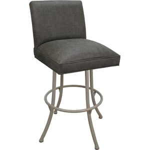Swivel Metal Bar Stool Sommerville 30&quot Seat - NW Elk Charcoal Fabric - Beige