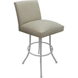 Swivel Metal Extra Tall Stool Sommerville 34&quot Seat - Ocean Beige Vinyl - White