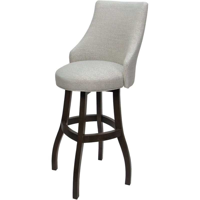 Extra Tall Stool Swivel Wood Belisima Plus - Williams Stone Fabric - Dark Walnut