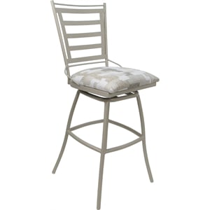 Outdoor Indoor Counter Bar Stool 26&quot - Jenna Armless - White Fabric - Beige