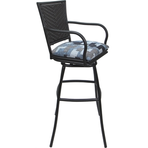Outdoor Indoor Counter Stool 26&quot Seat - Erin - Craftsman Flint Fabric - Gray