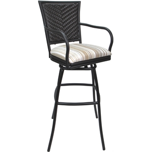 Outdoor Indoor Counter Stool 26&quot Seat - Erin - Driftwood White Fabric - Gray