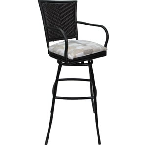 Outdoor Indoor Swivel Bar Stool 30&quot Seat - Erin - Craftsman White Fabric - Black