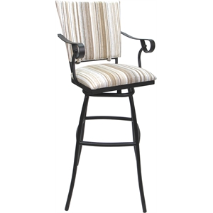 Aluminum Outdoor Indoor Extra Tall Stool -Jenna PB Arms - DW White Fabric - Gray