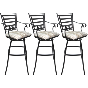 Set of 3 Outdoor Indoor Bar Stool 30&quot - Jenna Arms - DW White Fabric - Gray