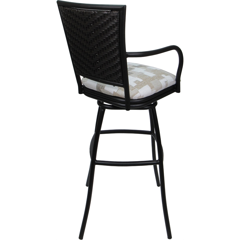Set of 3 Outdoor Indoor Counter Stools - Erin - Craftsman White Fabric - Black