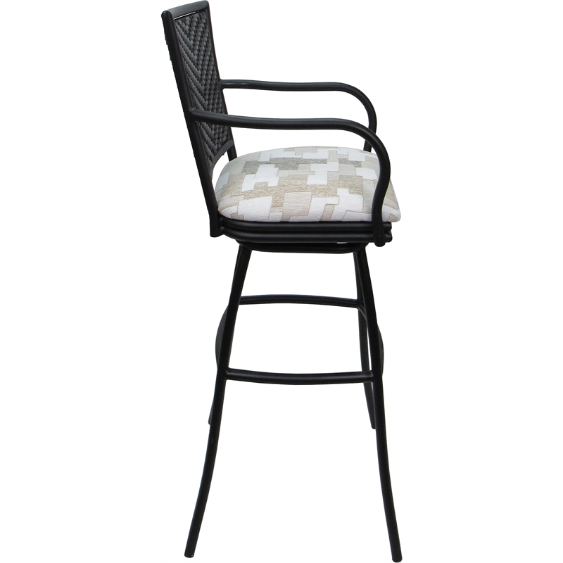 Set of 3 Outdoor Indoor Counter Stools - Erin - Craftsman White Fabric - Black