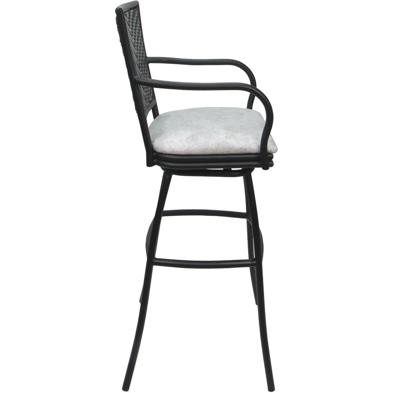 Set of 3 Outdoor Indoor Bar Stools - Erin Arms - UH White Stone Vinyl - Gray