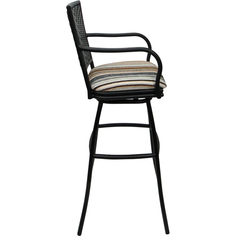 Set of 3 Outdoor Indoor Extra Tall Stools - Erin Arms - Driftwood Nutmeg - Black