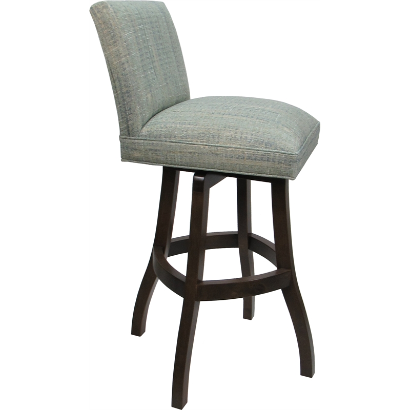 Set of 3 Swivel Wood Counter Stools - Sommerville Watusi Teal Fabric Dark Walnut