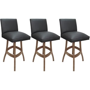 Set of 3 Swivel Wood Bar Stools 30&quot Seat - Sommerville - Gray Vinyl - Cashew