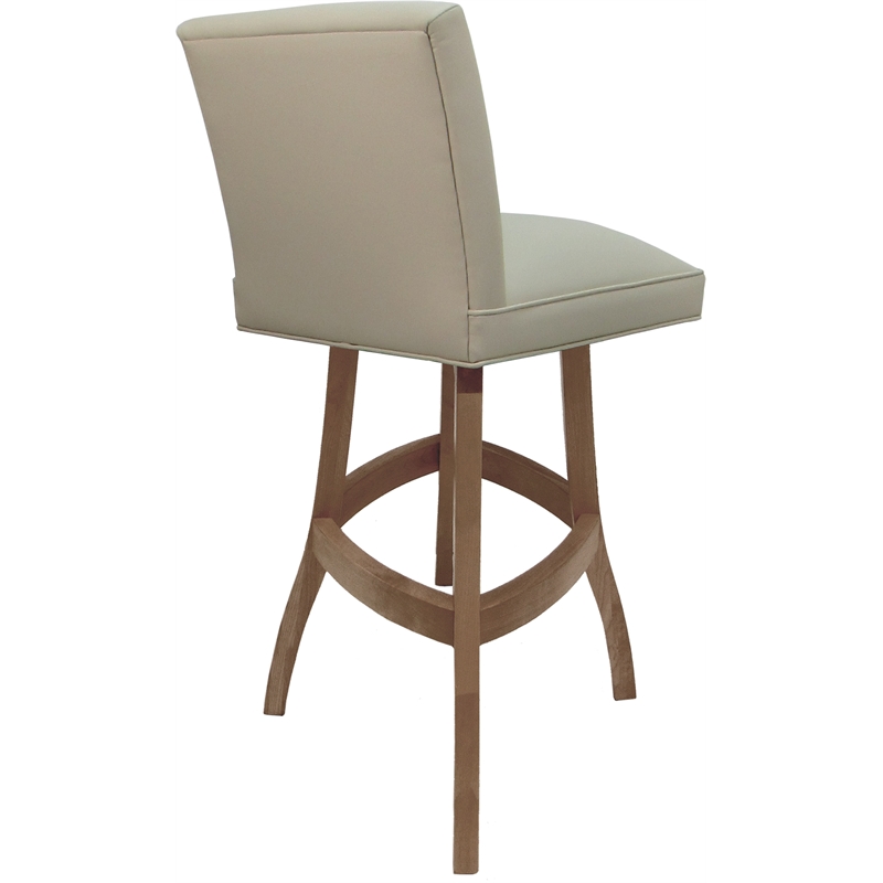 Set of 3 Extra Tall Swivel Wood Stools - Sommerville - Beige Vinyl - Cashew