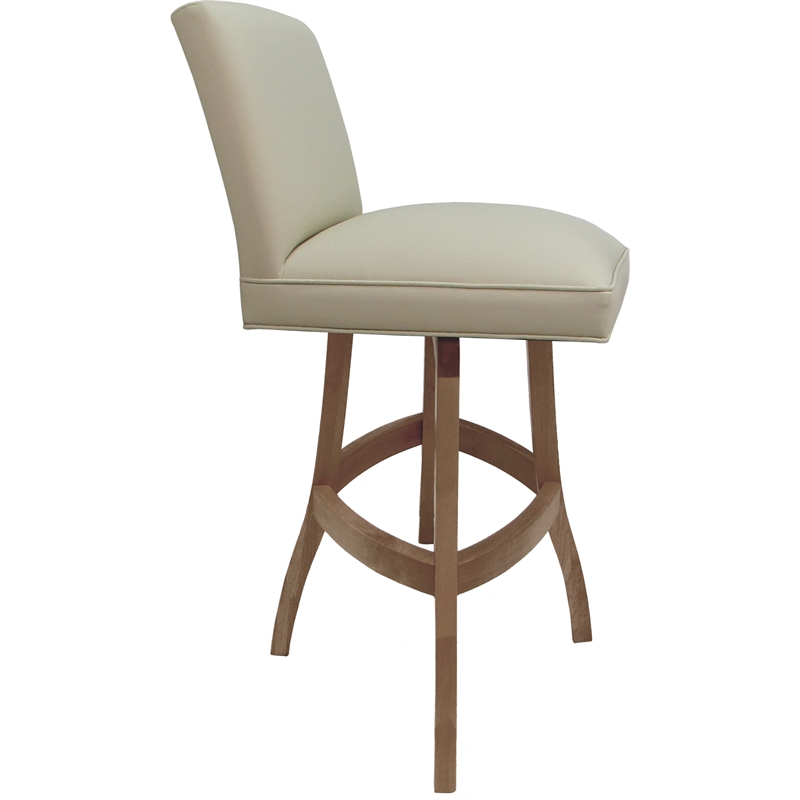 Set of 3 Extra Tall Swivel Wood Stools - Sommerville - Beige Vinyl - Cashew