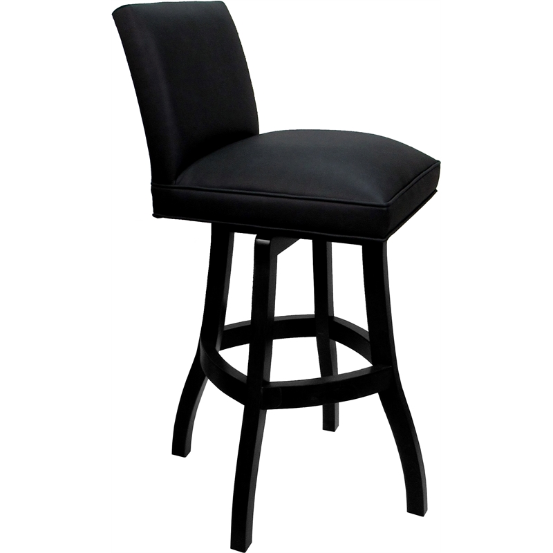 Set of 3 Extra Tall Swivel Wood Stools - Sommerville - Black Vinyl - Black