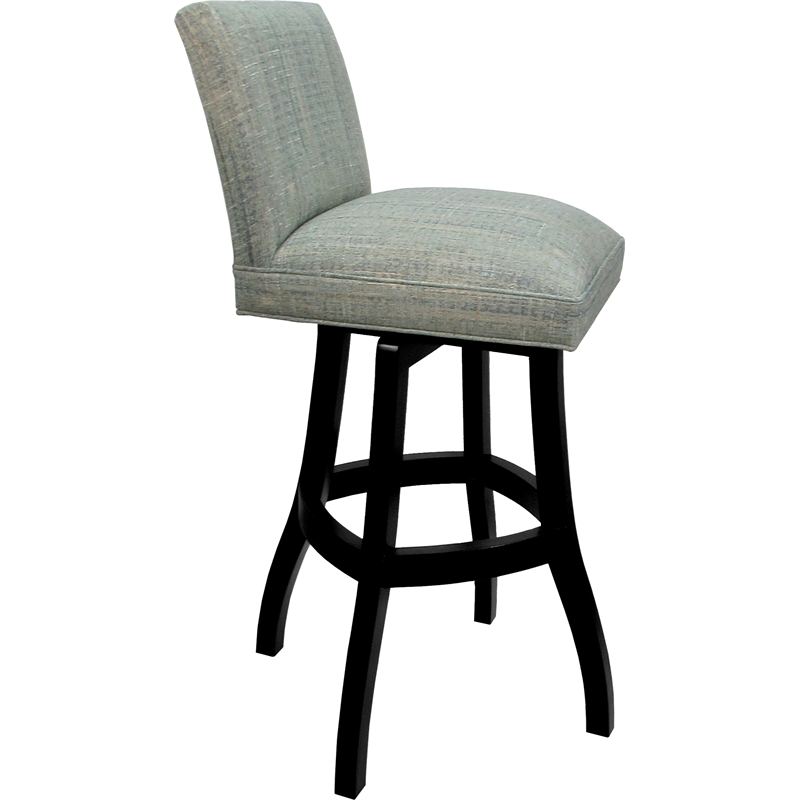 Set of 3 Extra Tall Swivel Wood Stools -Sommerville - Watusi Teal Fabric - Black