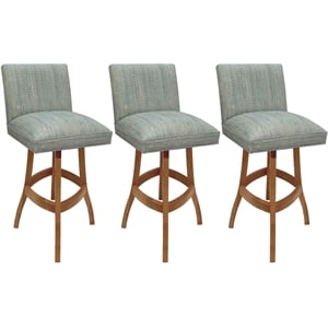 Set of 3 Extra Tall Swivel Metal Stool -Sommerville - Watusi Teal Fabric - Honey