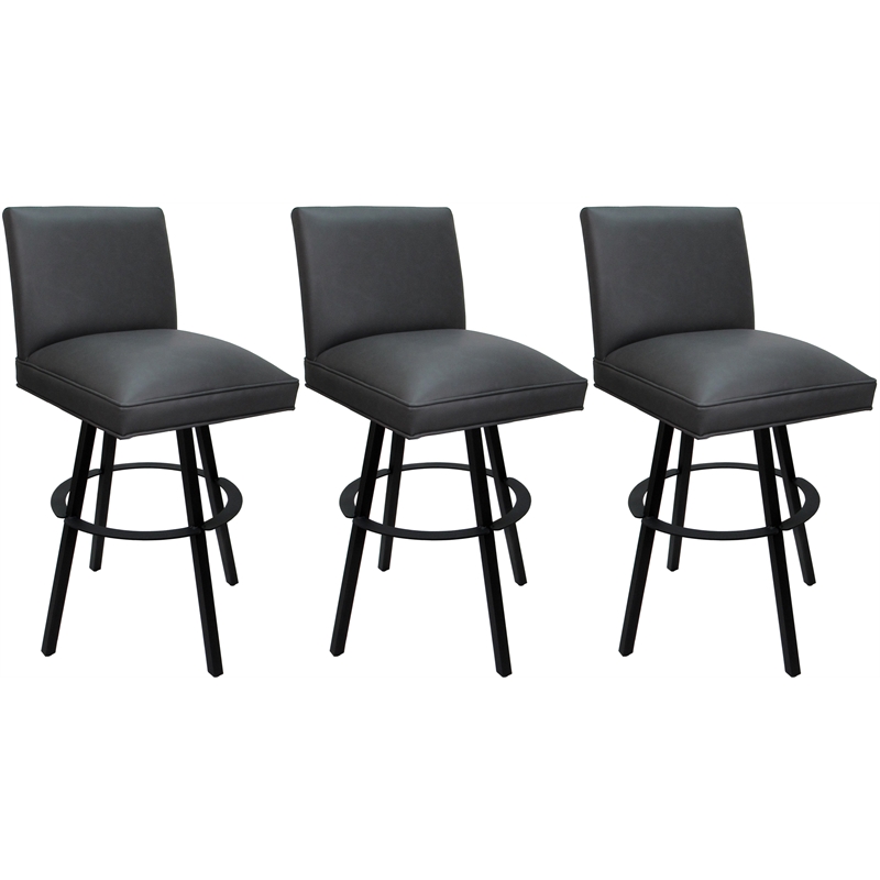 Set of 3 Swivel Metal Bar Stools 30