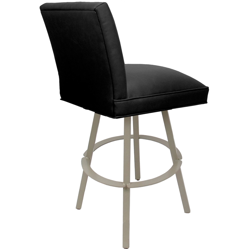 Sommerville Extra Tall Swivel Metal Stool in Black Vinyl/Beige (Set of 3)