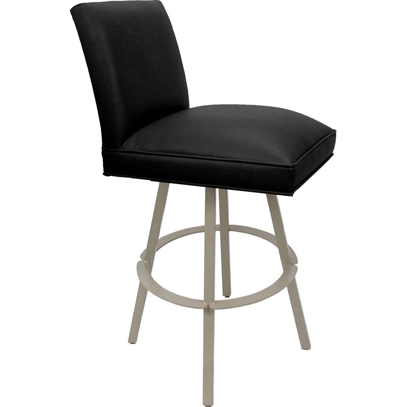 Sommerville Extra Tall Swivel Metal Stool in Black Vinyl/Beige (Set of 3)