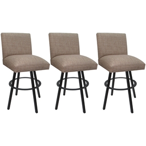 Set of 3 Extra Tall Swivel Metal Stools -Sommerville - Basin Beige Fabric - Gray