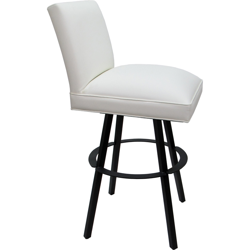 Sommerville Extra Tall Swivel Metal Stool in White Vinyl/Black (Set of 3)