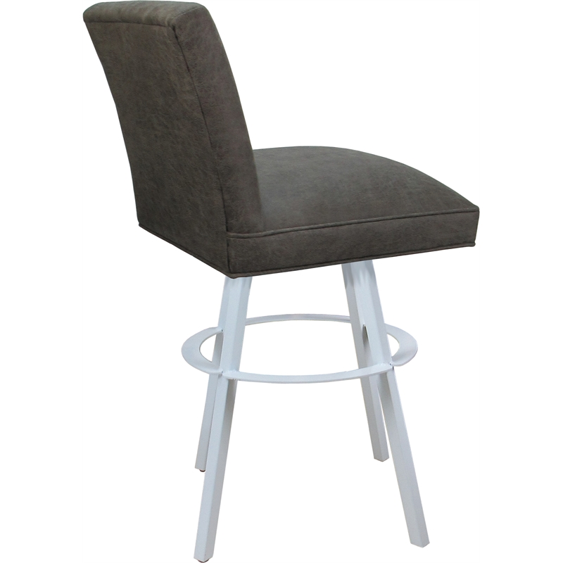 Set of 3 Extra Tall Swivel Metal Stools Sommerville NW Elk Charcoal Fabric White