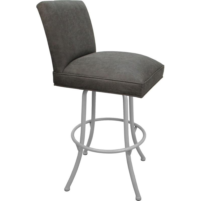 Set of 3 Swivel Metal Counter Stools -Sommerville NW Elk Charcoal Fabric - White