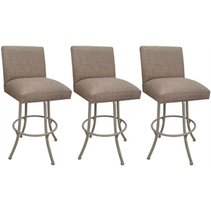 Set of 3 Swivel Metal Bar Stools - Sommerville Noam - Basin Beige Fabric - Beige