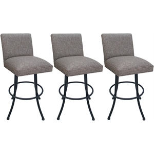 Set of 3 Swivel Metal Bar Stools - Sommerville Noam - Mojave Gray Fabric - Gray