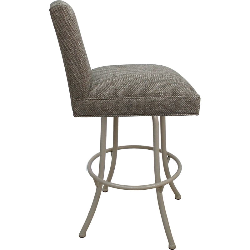 Set of 3 Swivel Metal Bar Stools - Sommerville - Plumley Cocoa Fabric - Beige