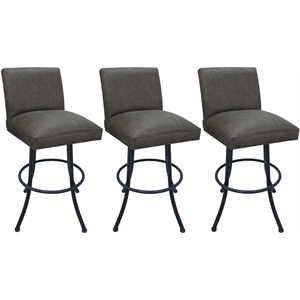 Set of 3 Extra Tall Swivel Metal Stools Sommerville NW Elk Charcoal Fabric -Gray