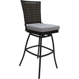 Outdoor/Indoor Swivel Counter Stool 26&quot Elon Armless - Cream Fabric - Dark Brown