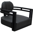 Swivel Metal Dining Caster Chair - Madir - Gray Vinyl - Black