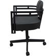 Swivel Metal Dining Caster Chair - Madir - Gray Vinyl - Black