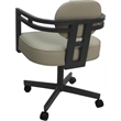 Swivel Metal Dining Caster Chair - Madir - Ocean Beige Vinyl - Gray