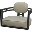 Swivel Metal Dining Caster Chair - Madir - Ocean Beige Vinyl - Gray