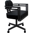 Swivel Metal Dining Caster Chair - Madir - Black Vinyl - Gray