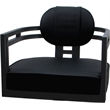 Swivel Metal Dining Caster Chair - Madir - Black Vinyl - Gray