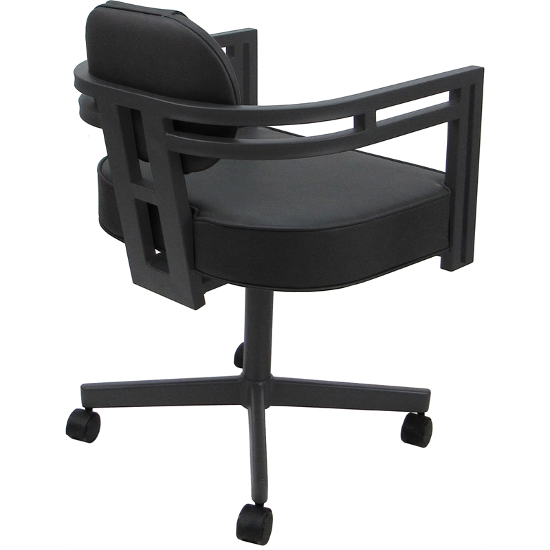 Swivel Metal Dining Caster Chair - Madir - Gray Vinyl - Gray Frame