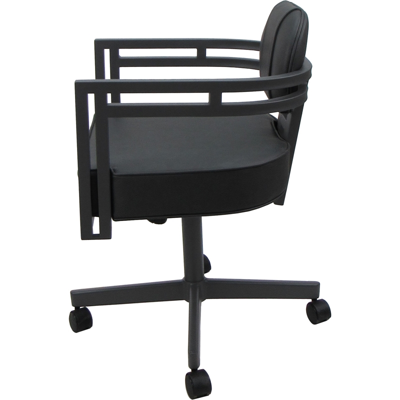 Swivel Metal Dining Caster Chair - Madir - Gray Vinyl - Gray Frame